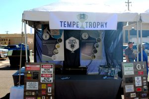 Tempe Trophy booth setup at the Anixter electrical trade show. All materials are displayed.