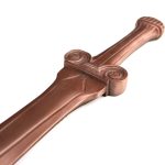 Final copper sword laying down diagonally, close up of the handle.