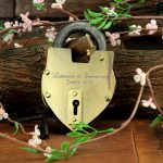 Engraved gold hand forged love lock
