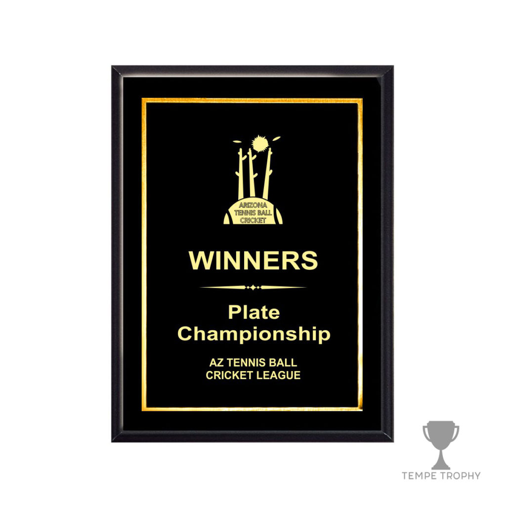 Piano Finish Black Plaque with Black Gold Engraved Plate