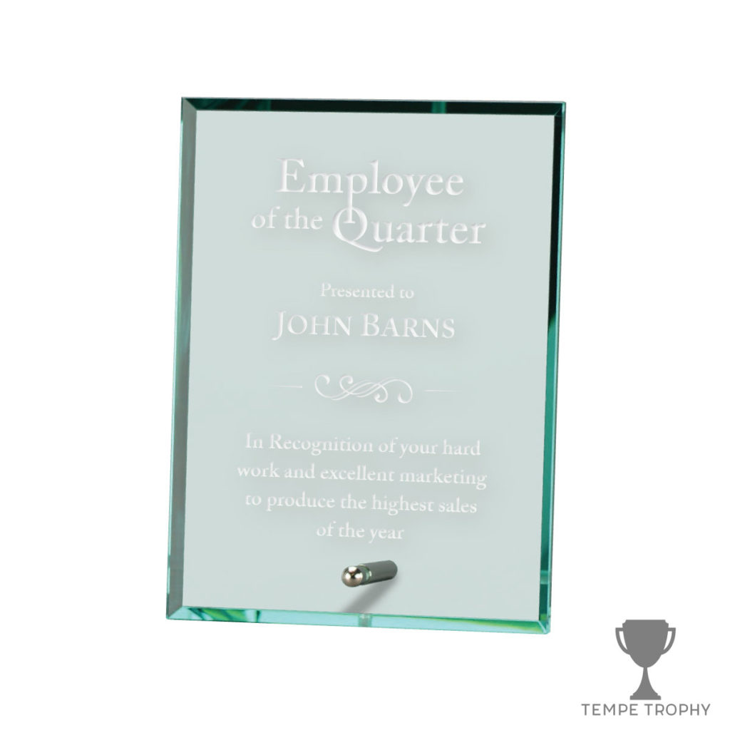 Portrait Glass Stand Award Jade Green
