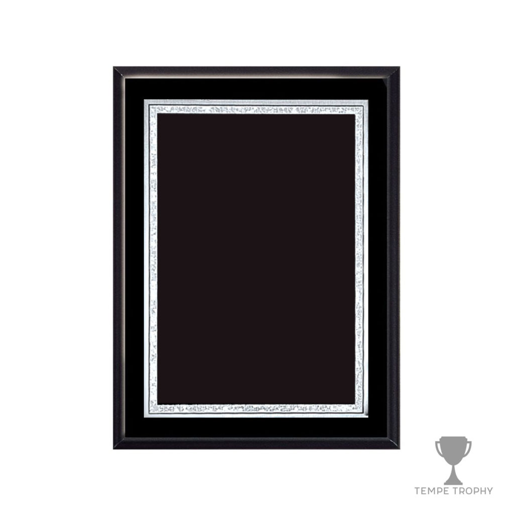 Piano Finish Plaque with Decorative Silver Plate