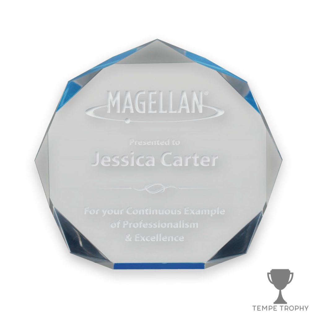 Blue Acrylic Octagon Award