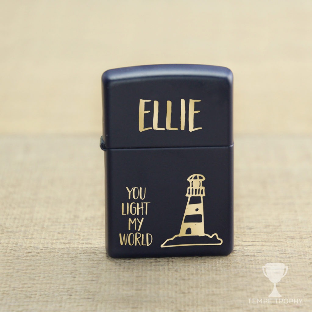 Blue Engraved Zippo Lighter