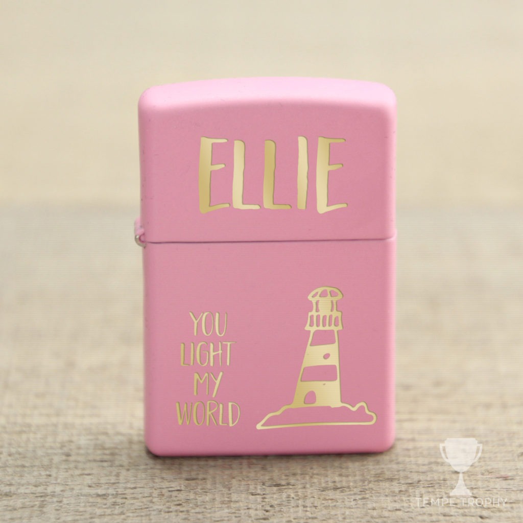 Pink Engraved Zippo Lighter
