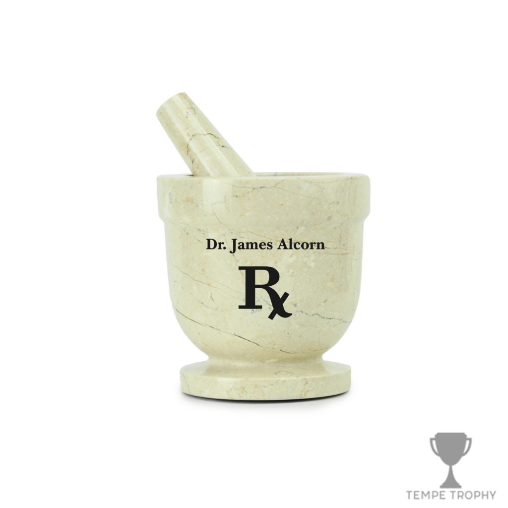 Custom Engraved Mortar and Pestle - White Marble