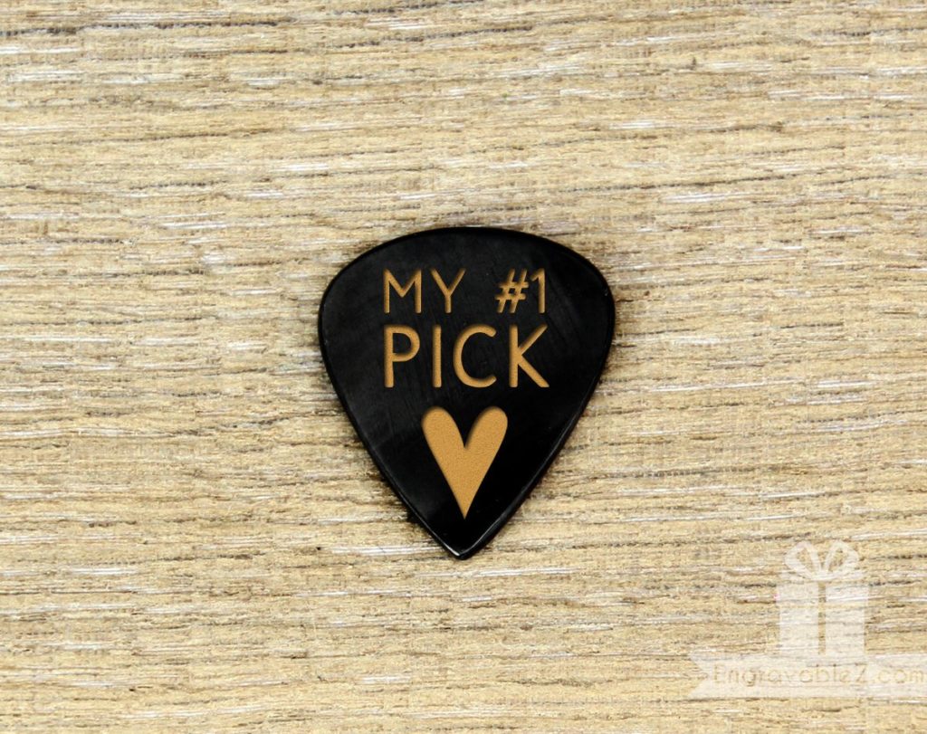 Custom Engraved Guitar Pick - Sleek Black Horn - Image 3