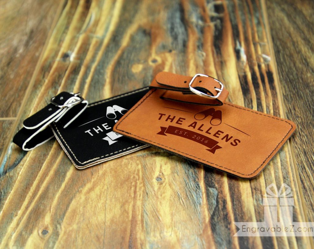 Custom Engraved Leatherette Luggage Tag - Binoculars - Image 3