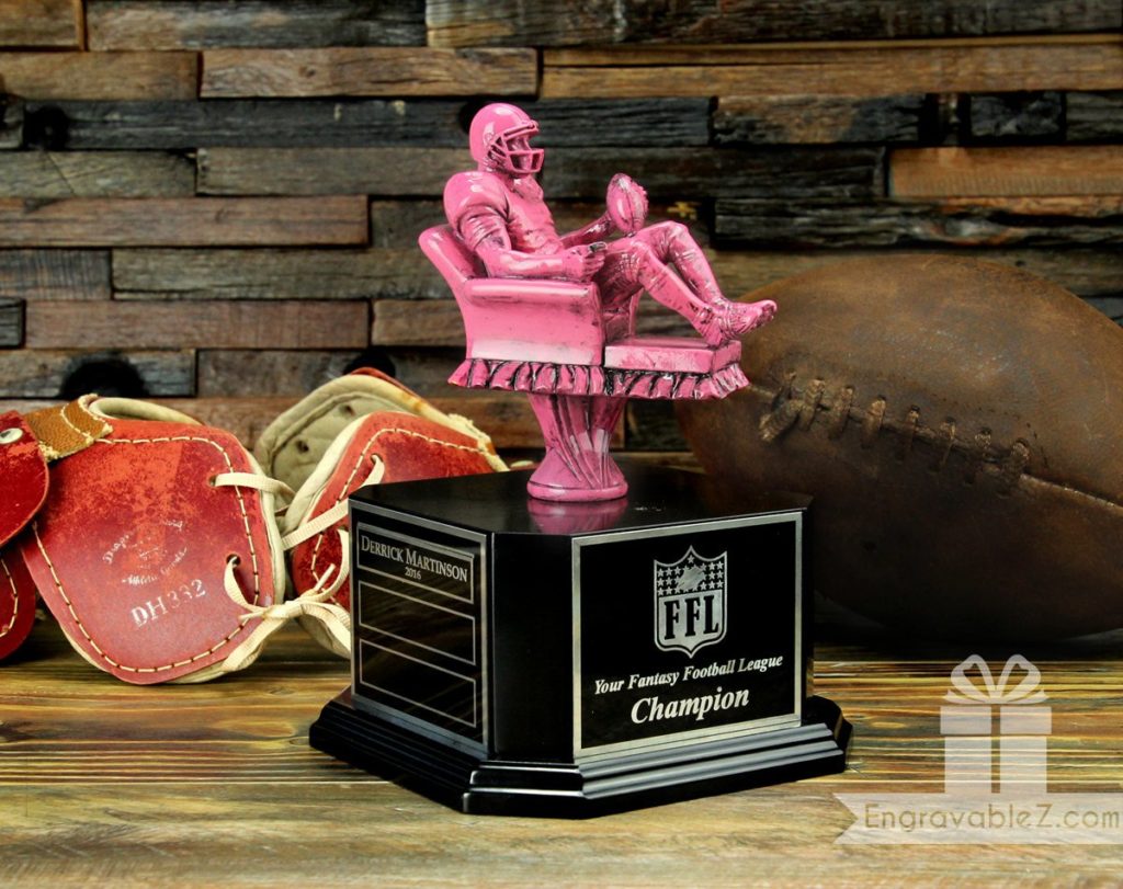 Fantasy Football Trophy - Pink Armchair Quarterback - Image 2