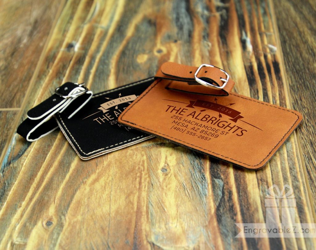 Custom Engraved Leatherette Luggage Tag - Arrows - Image 3