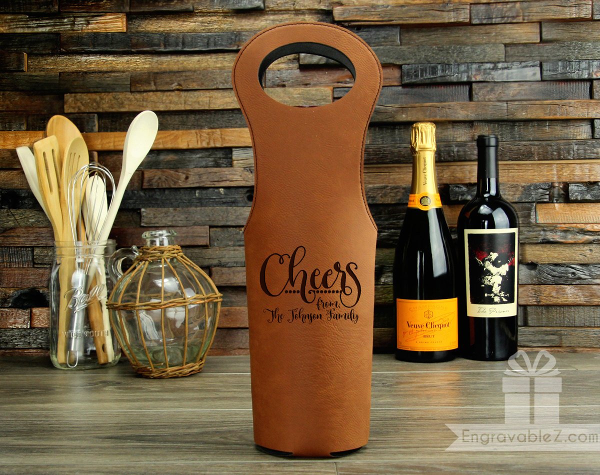 Custom Engraved Wine Holster - Cheers - Image 5