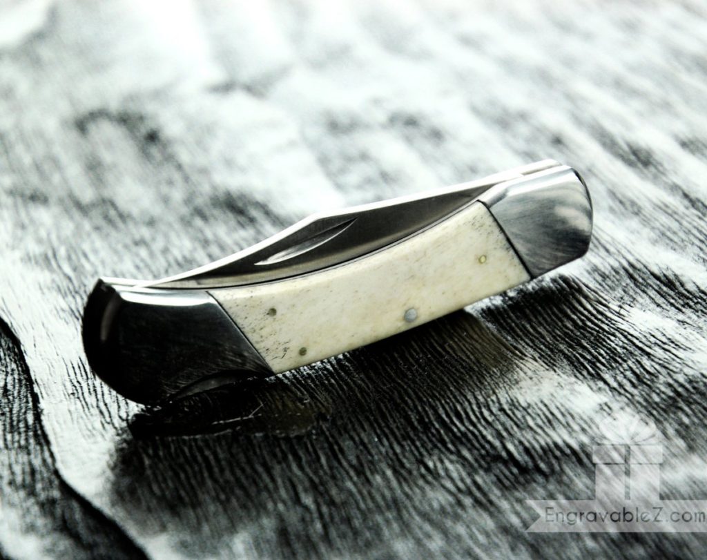 Custom Traditional Folding Knife - Natural Bone & Stainless Steel - Image 2