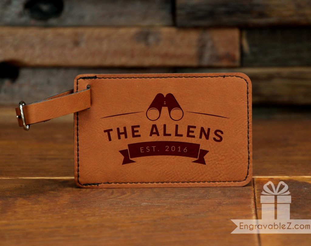Custom Engraved Leatherette Luggage Tag - Binoculars - Image 2