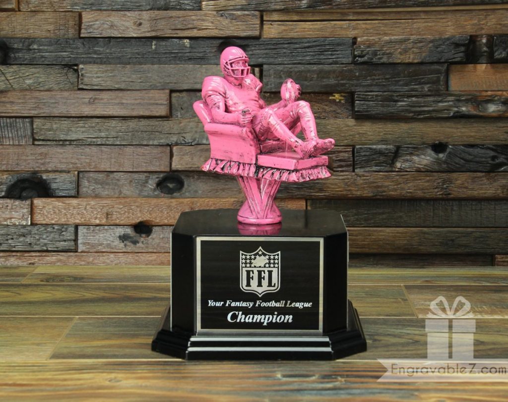 Fantasy Football Trophy - Pink Armchair Quarterback