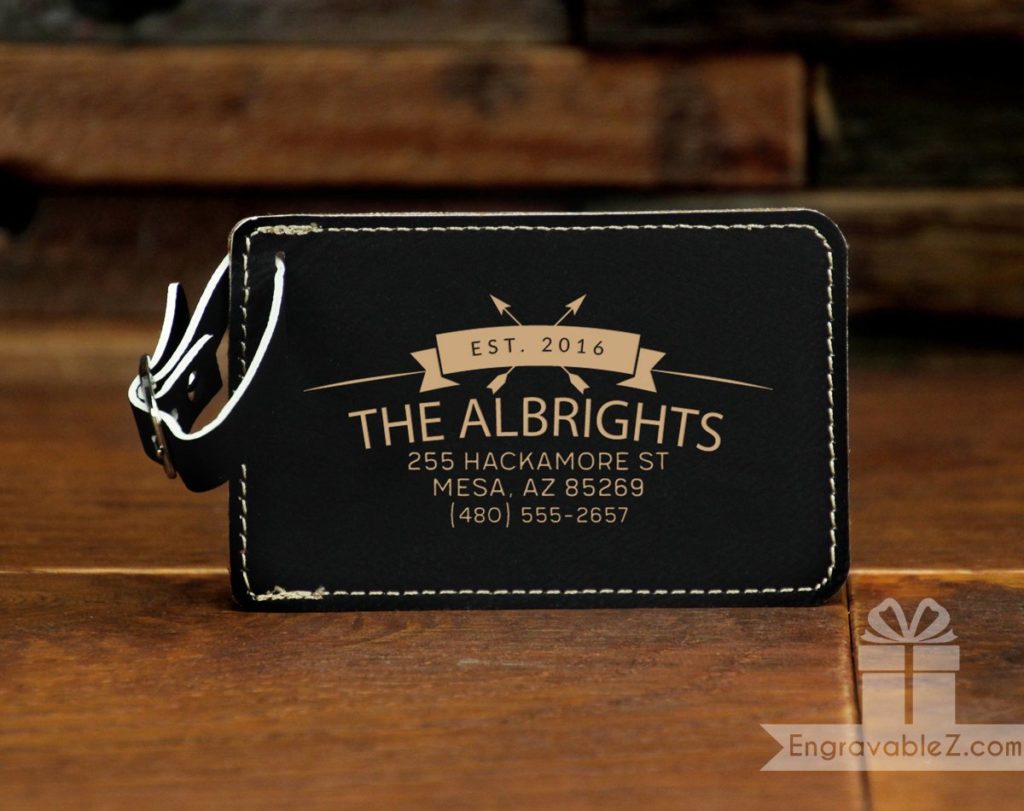 Custom Engraved Leatherette Luggage Tag - Arrows - Image 2