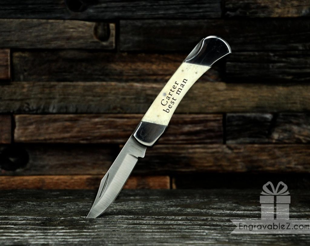 Custom Traditional Folding Knife - Natural Bone & Stainless Steel