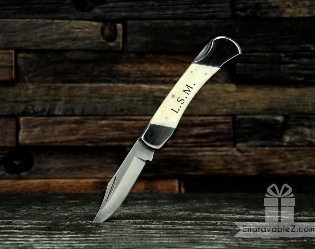 Custom Traditional Folding Knife - Natural Bone & Stainless Steel - Image 4
