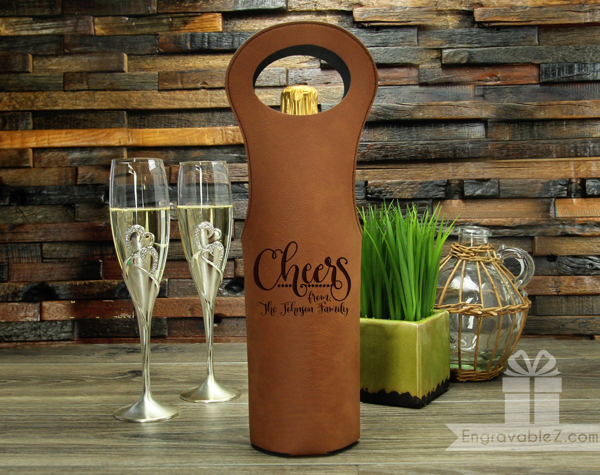 Custom Engraved Wine Holster - Cheers - Image 6