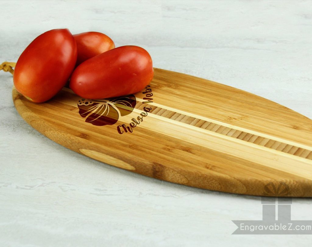Custom Engraved Hawaiian Surfboard - Bamboo Cutting Board/Decorative Piece - Image 2