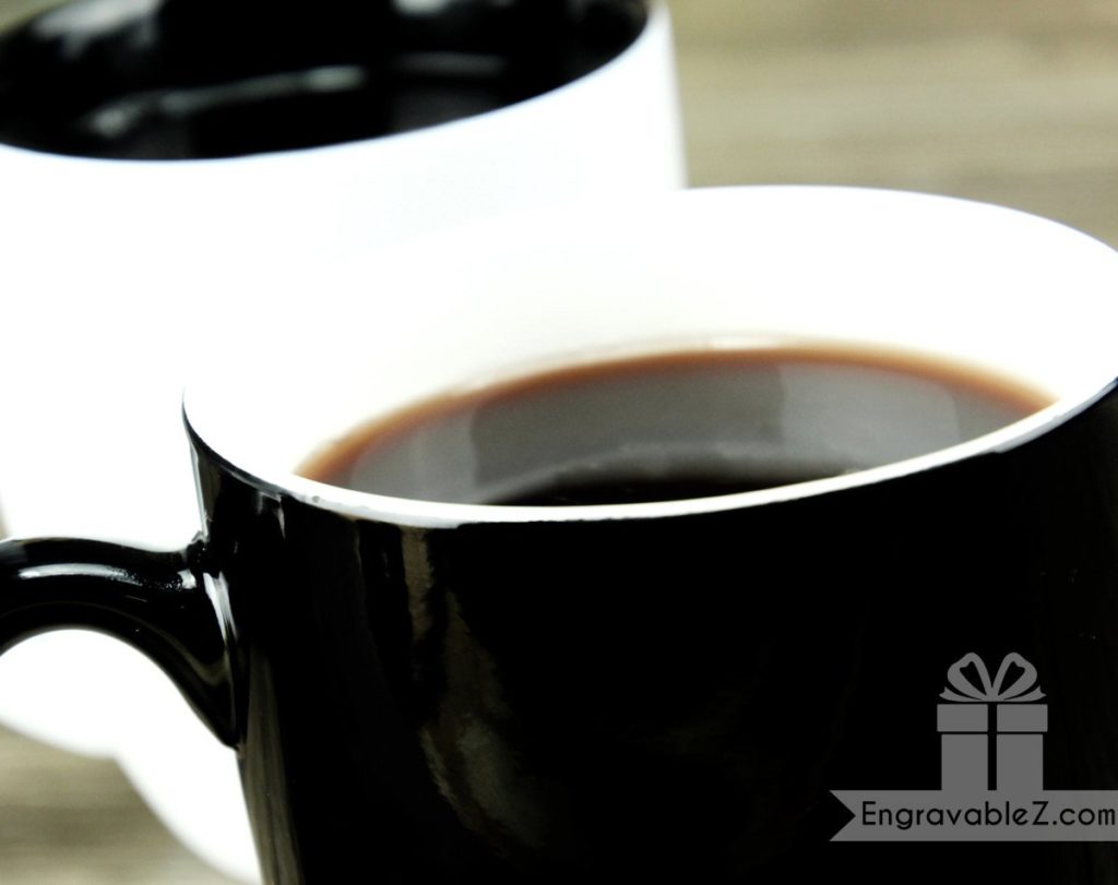 Custom Pair of Mugs - Black and White Wedding Set - Image 9