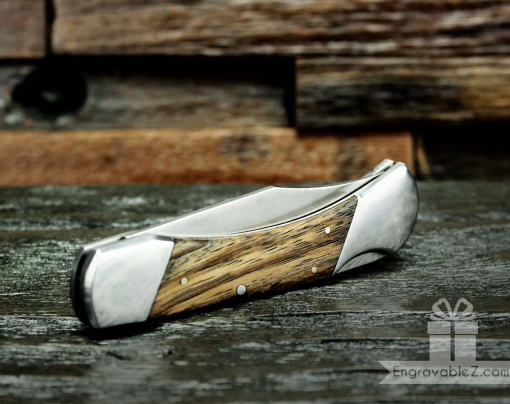 Custom Traditional Folding Knife - Zebrawood & Stainless Steel - Image 4