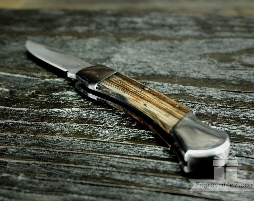 Custom Traditional Folding Knife - Zebrawood & Stainless Steel - Image 2