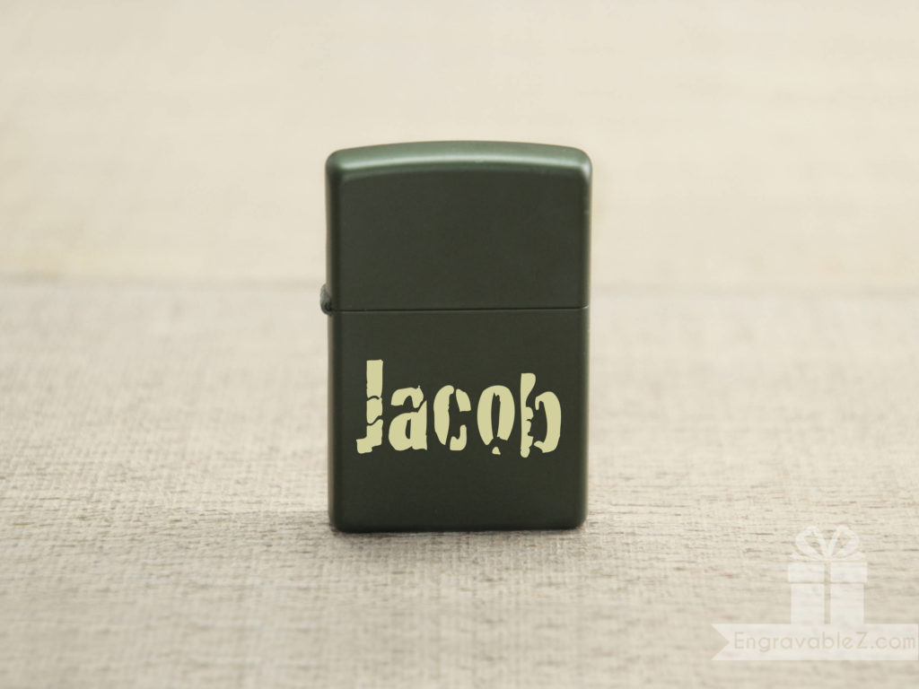 Green Engraved Zippo Lighter - Image 2