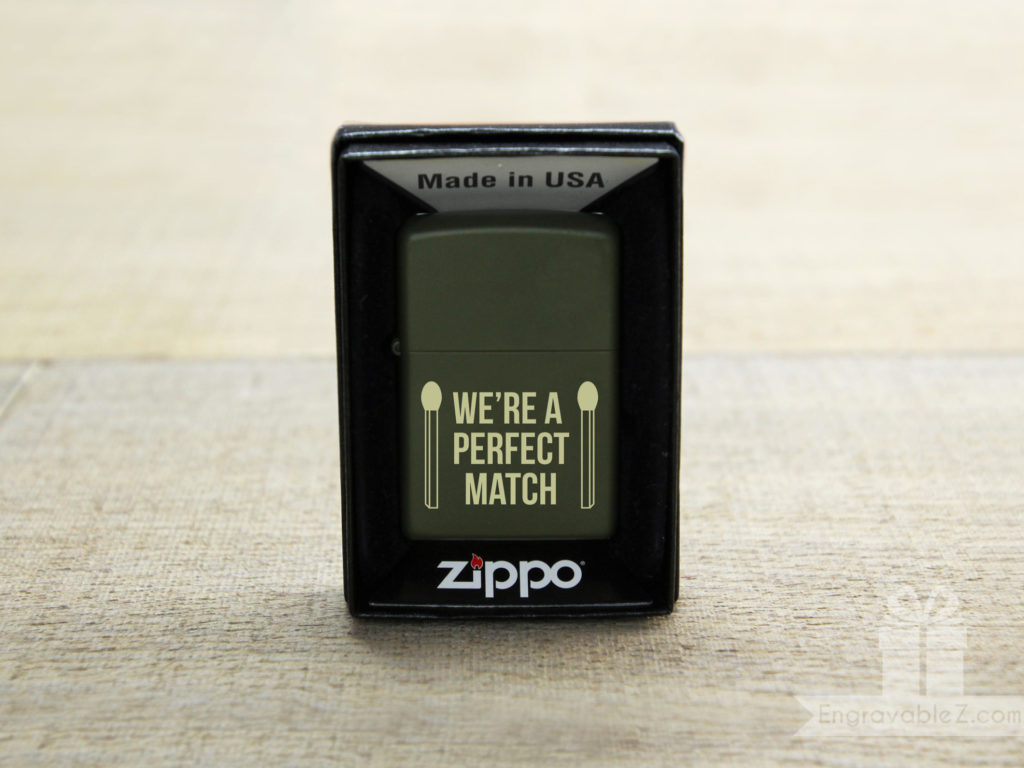 Green Engraved Zippo Lighter - Image 5