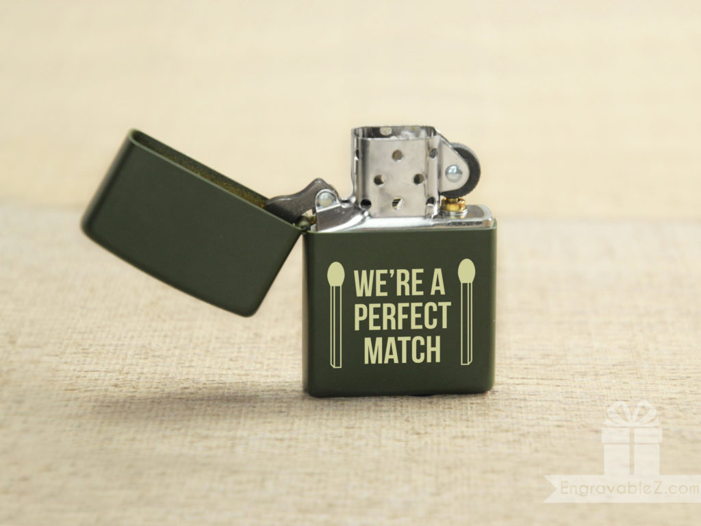 Green Engraved Zippo Lighter - Image 4