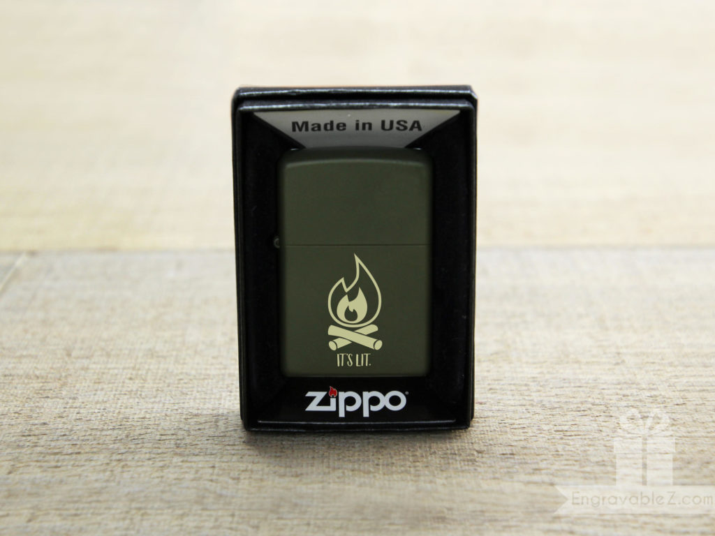 Green Engraved Zippo Lighter - Image 7