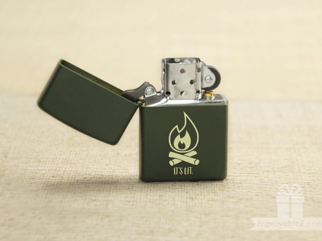 Green Engraved Zippo Lighter - Image 6