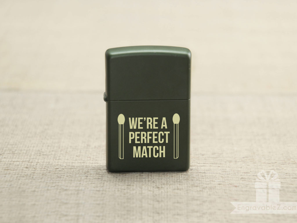 Green Engraved Zippo Lighter - Image 3