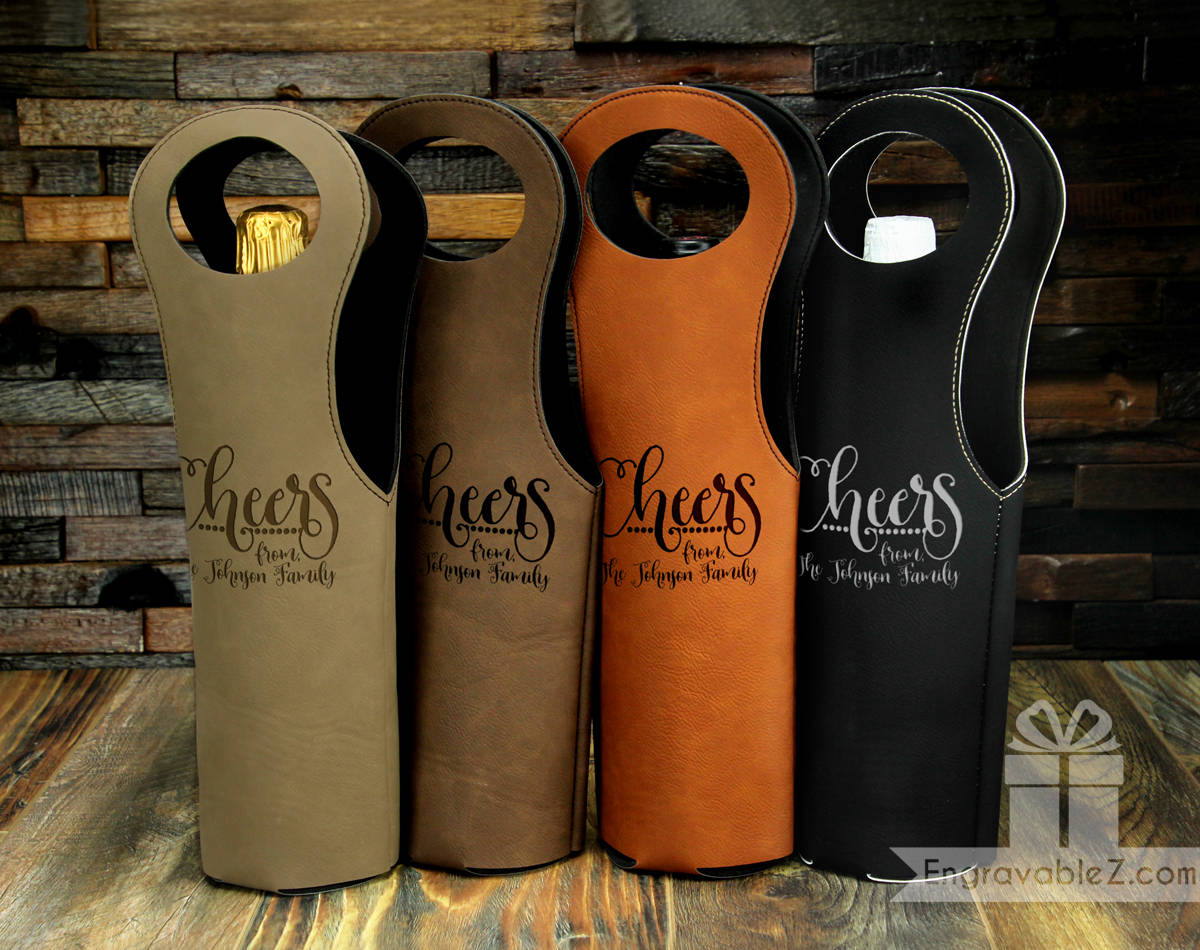 Custom Engraved Wine Holster - Cheers