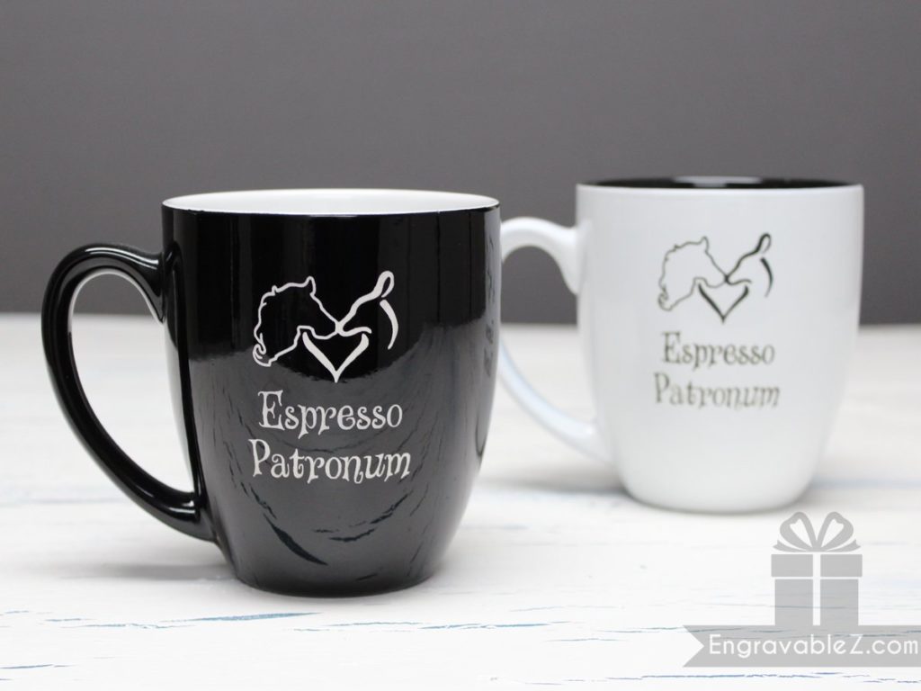 Custom Pair of Mugs - Black and White Wedding Set - Image 5