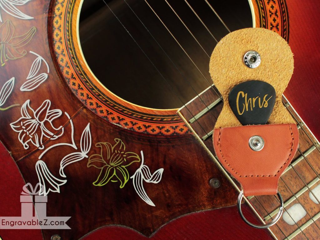 Custom Engraved Guitar Pick - Sleek Black Horn - Image 2