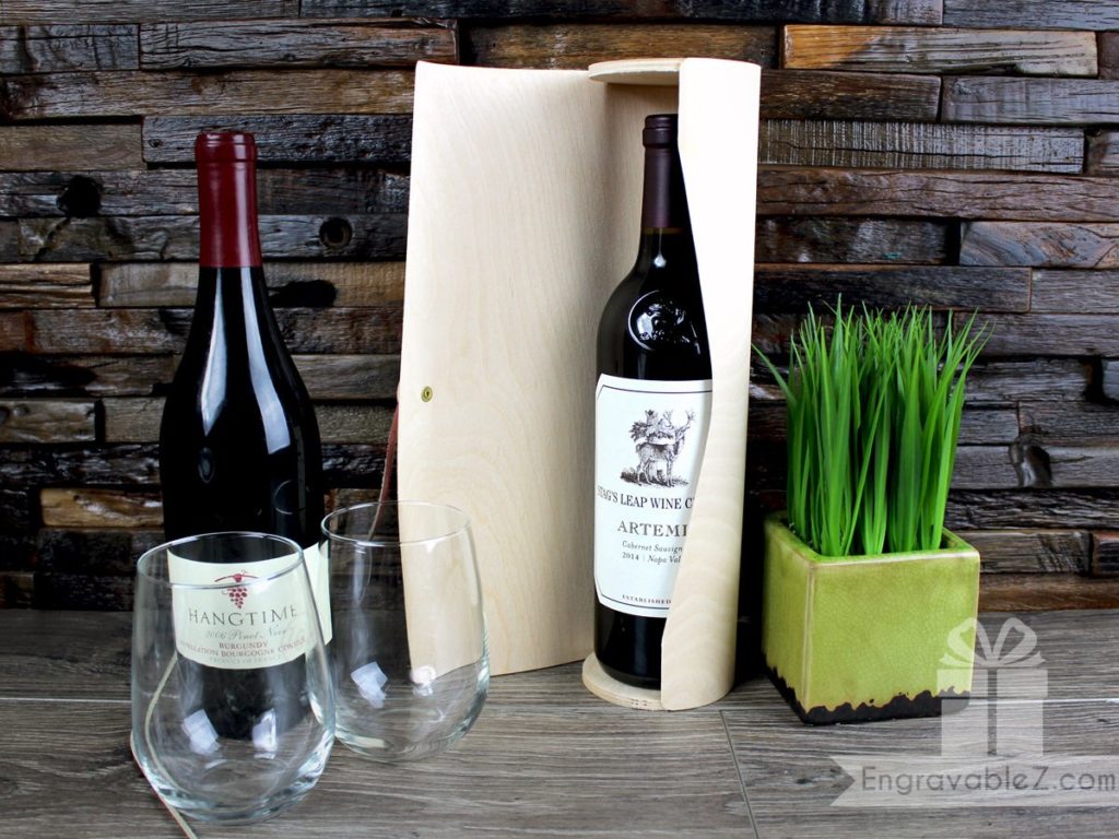 Custom Engraved Wood Wine Holder - Image 2