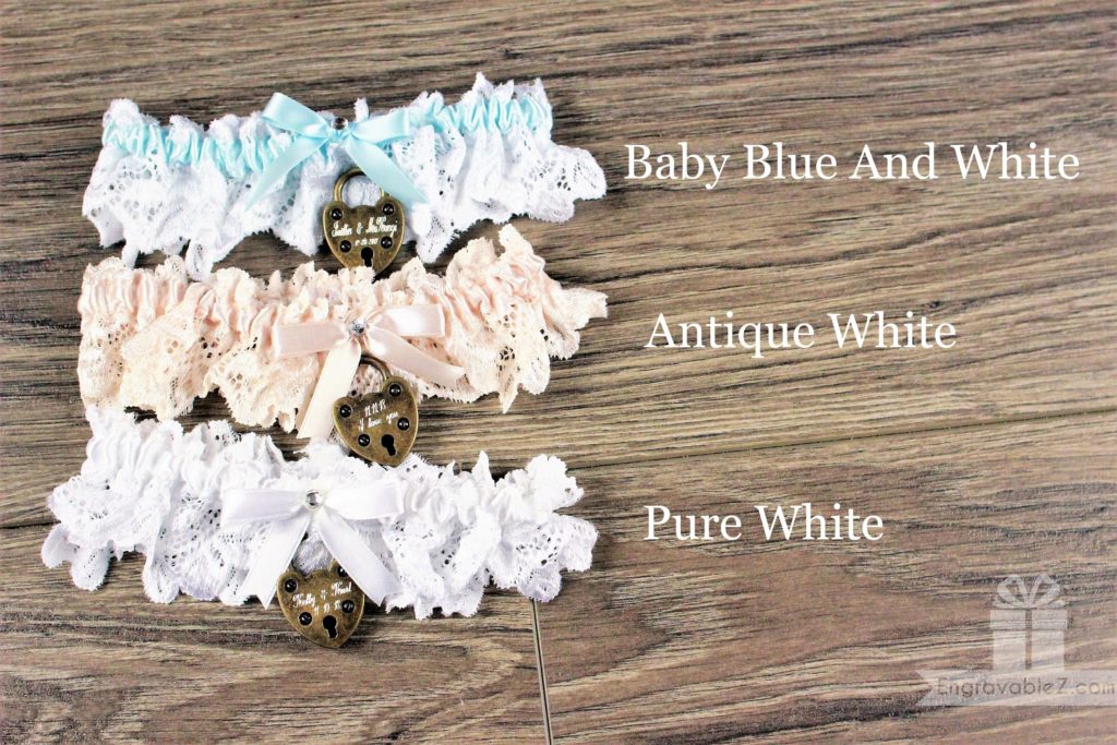 Engraved Love Lock Lace Wedding Bridal Garter - Image 3