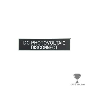 Black with White Text Plastic Panel Tag – "DC Photovoltaic Disconnect"