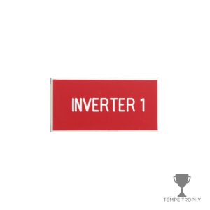 Red with White Text Plastic Panel Tag – "Inverter 1"