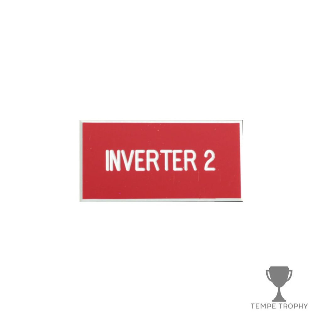 Red with White Text Plastic Panel Tag – "Inverter 2"