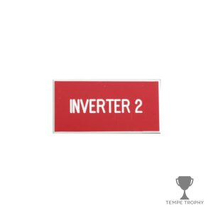 Red with White Text Plastic Panel Tag – "Inverter 2"