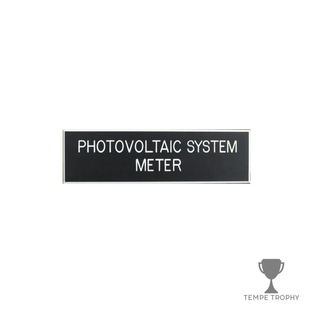 Black with White Text Plastic Panel Tag – "Photovoltaic System Meter"