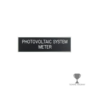 Black with White Text Plastic Panel Tag – "Photovoltaic System Meter"