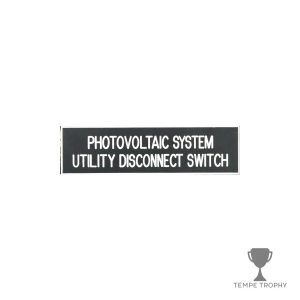Black with White Text Plastic Panel Tag – "Photovoltaic System Utility Disconnect Switch" (2 Lines)
